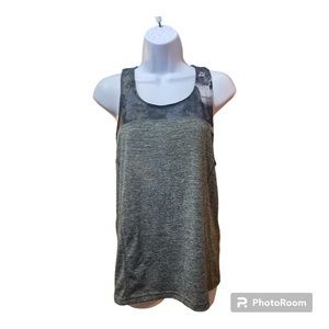 REEBOK Ladies Workout Top Gray Camo Mesh Racerback Tank Size M
